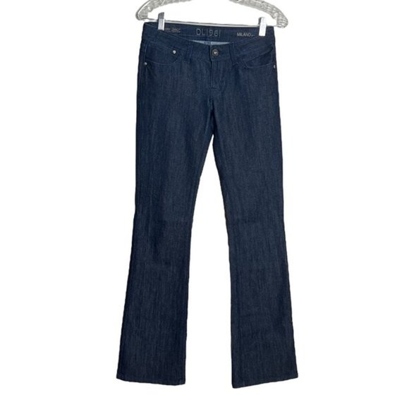 DL1961 Women's Milano Boot Jeans Blue Dark Wash Denim Long Inseam Boot Cut 4 26" - Picture 1 of 8